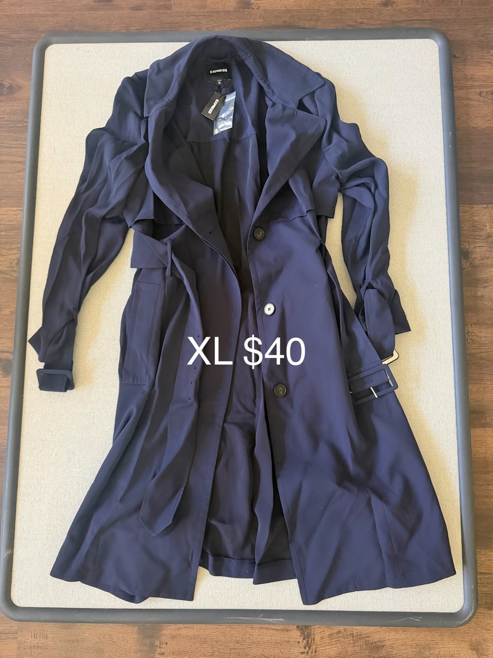 Express Navy Blue Trench Coat with Belt